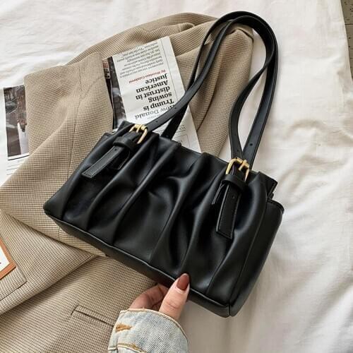 Folds Designer PU Leather Shoulder Bags For Women 2021 Branded Trend Hand Bag Lady Luxury Good Quality Handbags and Purses