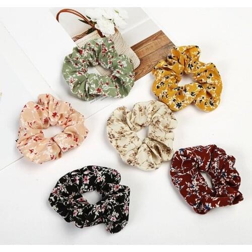 Flower Print Scrunchie Sweet Women Elastic Hair Bands Fashion Ponytail Gum Holder Girl Hair Rope Scrunchies Hair Accessories