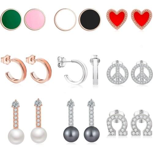 Laya 925 Sterling Silver Silver Colorful Simple Enamel Shiny White Cubic Zirconia серьги Earrings For Women Fine Jewelry 2021