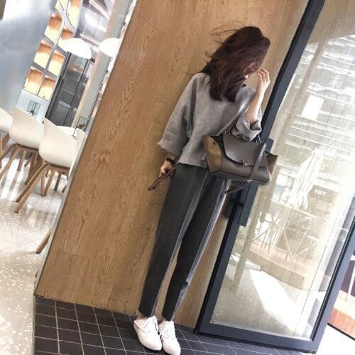 Set womens fashion V-neck shirt trousers two-piece 2019 spring and autumn new wild loose temperament casual womens clothes