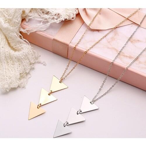 12 Pieces/Lot Statement Pendant Necklace Jewelry Gold Silver Color Geometric Triangle Long Chain Women Choker Sweater Necklaces