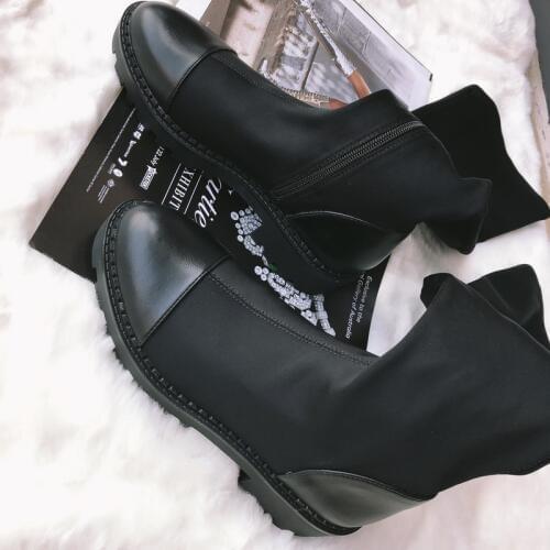 2020 Slim Stretch Lycra Knee High Boots Platform Winter Boots Women Long Boots Winter Shoes Women Sock Boots Over the Knee Boots