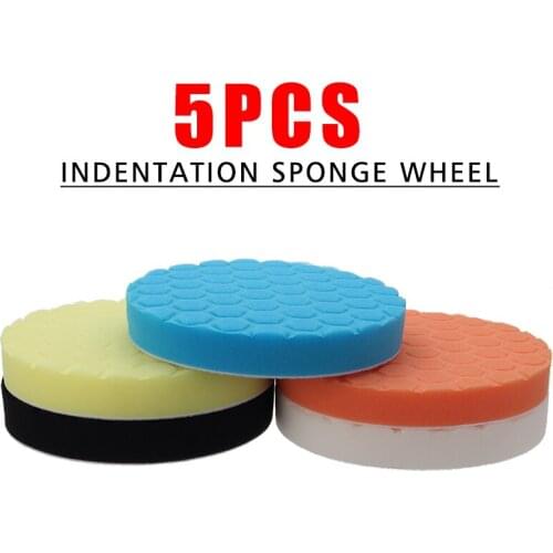5Pcs 7" Self-Adhesive Car Polishing Disc Buffing Sponge Wool Wheel Polishing Pad Car Waxing Buffing Polisher Kit