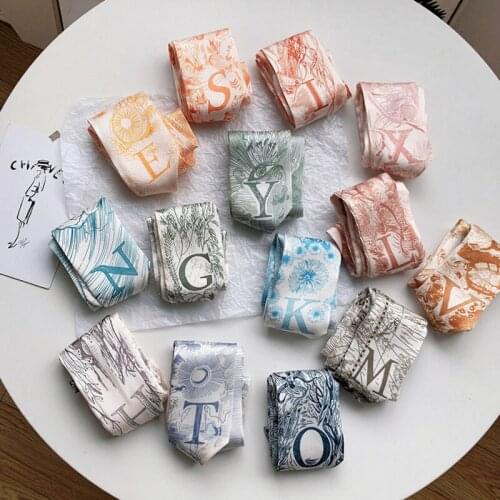 A-Z Print Ribbon Headband Multifunction Women Girl Letter Hair Ties for Gift Party Fashion Hair Accessories