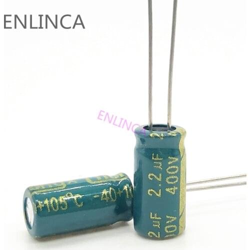 50pcs/lot 2.2UF 400V 2.2UF aluminum electrolytic capacitor size 6*12 S102 20