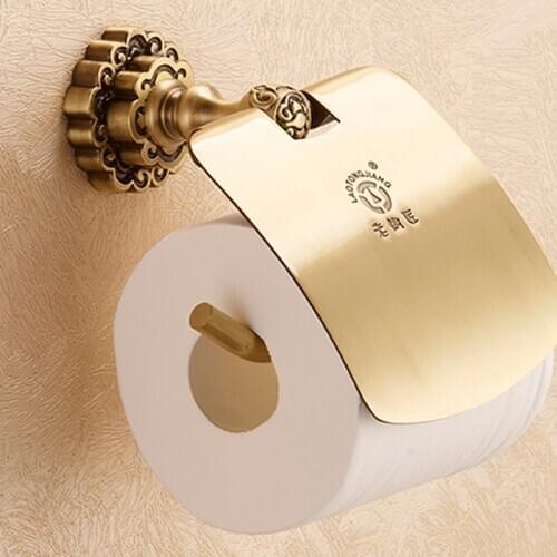 LTJ Antique Brass Paper Holder Sticke Rack Roll Holder for Bathroom Towel Rack Pared Tissue Shelf Organizer