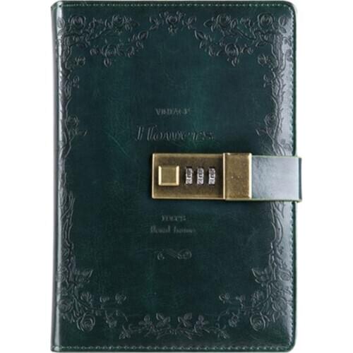 B6 Retro Notebook with Password Lock Leather Cover Traveler Diary Planner Agenda School Supplies Gift Stationery