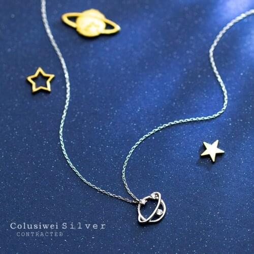 Colusiwei Luxury Planet Pendant Necklace for Women Authentic 925 Sterling Silver Saturn Halo Design Female Fashion Jewelry