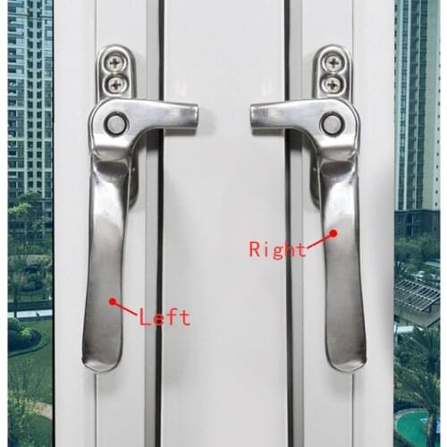 1pc Stainless Steel Door Window Handles Left/Right flat-opening Anti-theft Security Lock Aluminum Alloy Glass Window Accessories