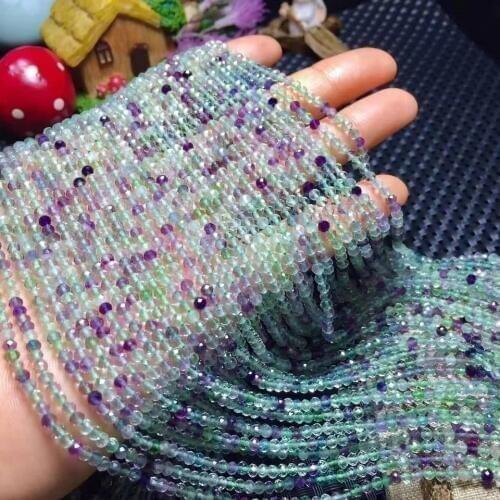 Loose beads fluorite round faceted 2/3/4mm 15" for DIY jewelry making FPPJ wholesale beads nature gem stone