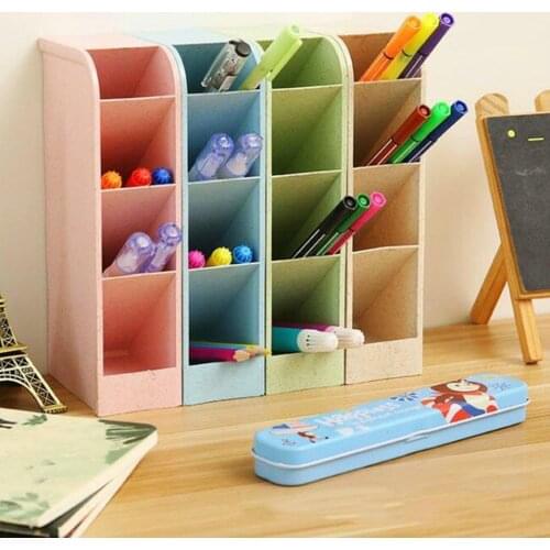 Kawaii Large Capacity Desk Pen Holder Pencil Makeup Storage Box Desktop Organizer Stand Case School Office Stationery