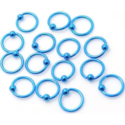 Septum ring body piercing jewelry wholesale lot fashion lip rings 3mm balls blue color captive beaded ring