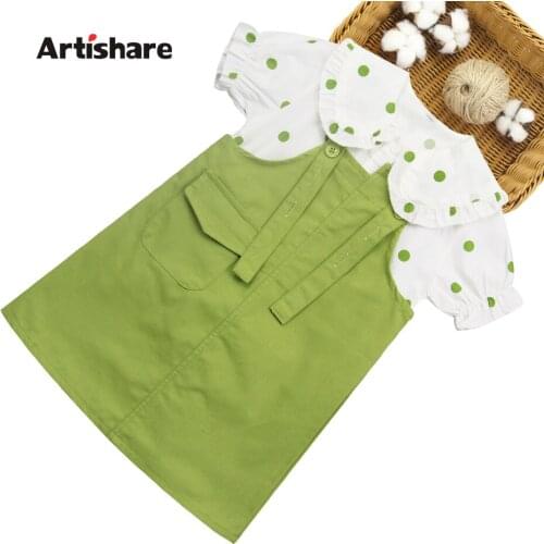 Girls Clothes Set New Summer Children Dot T-shirt+ Jumpsuit Pants Sets Kids Teenage Girls Clothing Sets