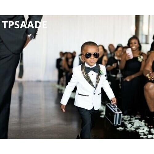 Costume Homme White Suit Jacket Wedding Ring Boy Slim Fit Tuxedo Prom 2 Pieces Terno Masculino (White Jacket + Black Pants)