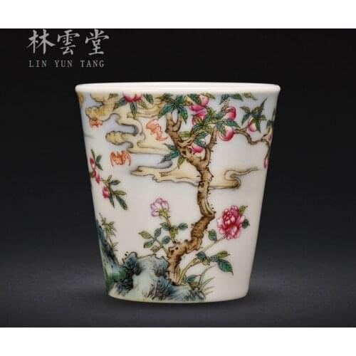Lin Yuntang master cup single cup kung fu tea cups jingdezhen high-grade powder enamel cup sample tea cup