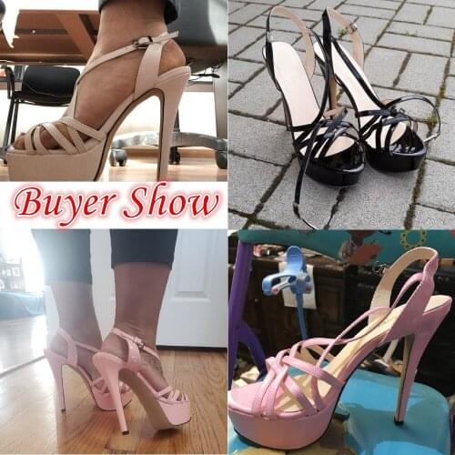 LOSLANDIFEN 2020 NEW 14CM Platform High Heels Sandals Sexy Ankle Strap Open Toe Gladiator Party Dress Women Shoes Plus Size 42