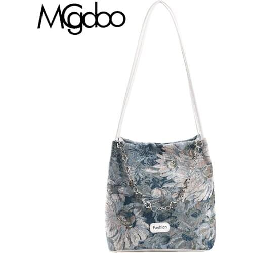 Mgcdoo Special Printed Women Shoulder Bag Flower Pattern Chains Strap Messenger Bag Stylish Design Female Handbags