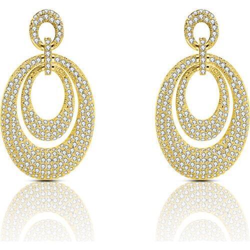 Fashion Pendant Earrings Circle Gold Silver Color Copper Zircon Jewelry Ornaments Womens Earrings Wedding Gifts