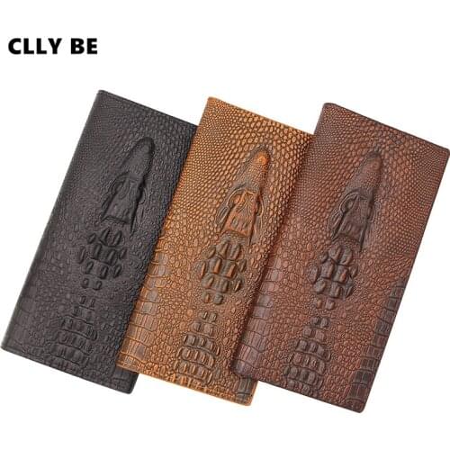 Fashion Vintage alligator pattern Leather Wallets and Purses for Men 2020 Style 3D Crocodile pattern high quality Long Wallets