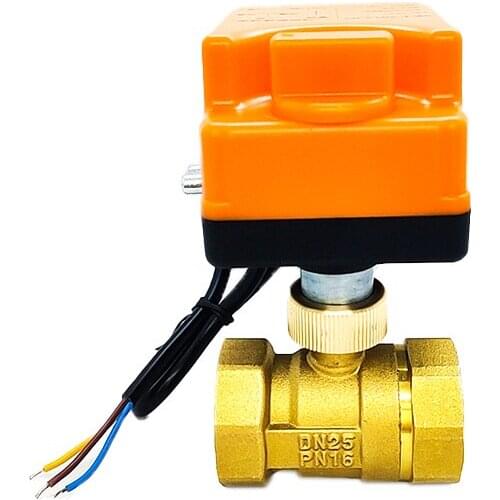 1" Motorized Ball Valve 220V 12V 24V 3-Wire 2 Point Control Brass Electric Ball Valve With Manual Switch