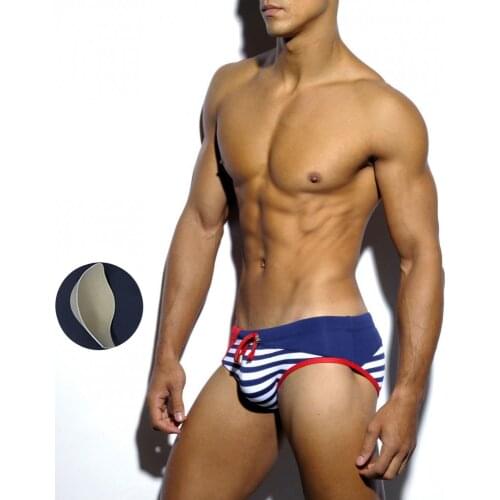 2021 Low Waist Swimwear Push Pad Swim Briefs Print Men Swimsuit Sexy Bathing Suit Quick Dry Summer Sport Beach Wear Surf Gay