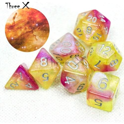 DND RPG Unique Effect Universe Galaxy Digital Dice Set of D4-D20 with Bag Boardgame Party Gift