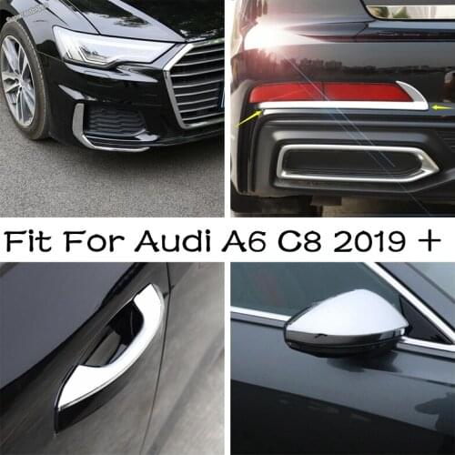 Outside Door Pull Handle Protection Cover Trim ABS Accessories Exterior Fit For Audi A6 C8 2019 2020 2021 Carbon Fiber Look