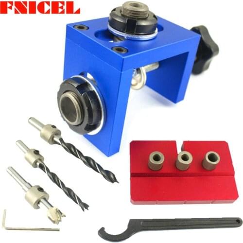 NEW Woodworking Pocket Hole Jig Kit 3 In 1 Step Drilling Dowelling Jig Set Carpentry Wood Dowel Drilling Guide Locator Tool