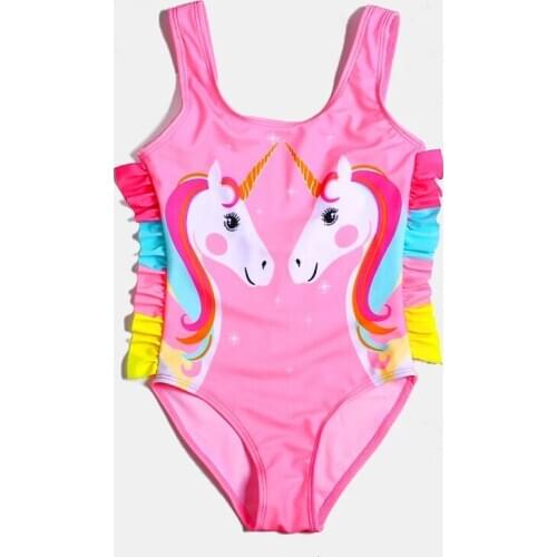 New Unicorn Girls Swimsuit Prety Girl One-piece Bathing Suits Children Girls Summer Beach Wear Kids Girls Fashion Swimwear 9069