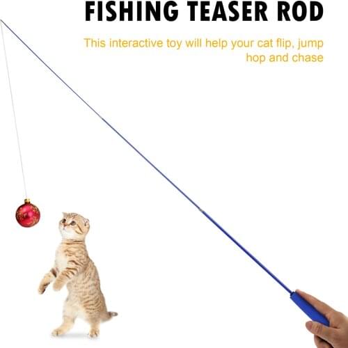 Cat Teaser Wands, Interactive Retractable Fishing Pole Wand Cat Catcher Teaser Stick Rod Toy, Great for Kitten Training Exercisi