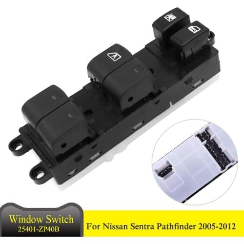 25401-ZP40B Electric Power Window Switch for Nissan Pathfinder 2005-2008 Sentra 2008-2012 25401-ZT50A 25401-ZJ60A 25401-ZE80A