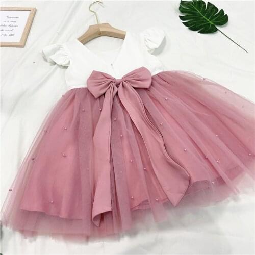 Girls Backless Princess Dress Toddler Children Party Clothes Kids Baby Pink Ruffles Elegant Wedding Birthday Big Bow Tutu Prom
