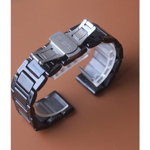 Compatible for Samsung Galaxy Watch 3 45mm Bands 20 22mm Metal buckle Mens Strap Watchbands Accessories Ceramic Black Polished