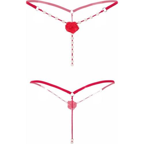 Sexy Pearl Lingerie Womens Panties Lady Flower G-string V-String Low Waist Panties Knickers Lingerie Underwear