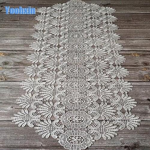 Modern lace white Water soluble Embroidery bed Table Runner cloth cover flag dining tea tablecloth Christmas Wedding decor