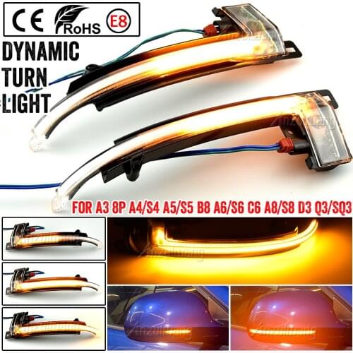 Scroll LED Dynamic Turn Signal Light Side Mirror Flashing Light Repeater Blinker for Audi A3 8P A4 A5 B8 Q3 A6 S6 SQ3 A8 D3 8K