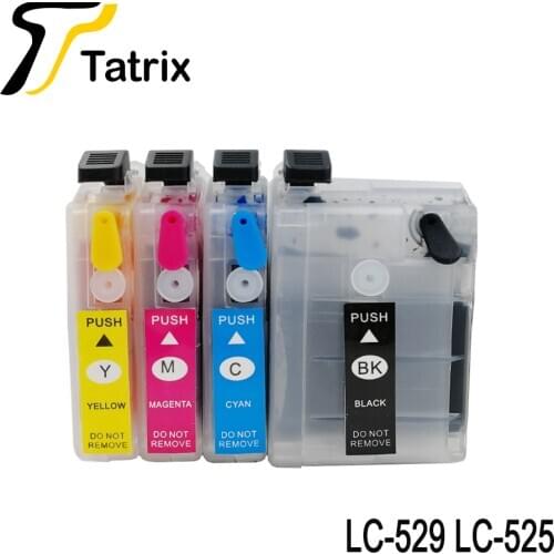 Tatrix 4PK full Refillable Cartridge suit for Brother LC525 LC529 ,suit for Brother DCP-J100 DCP-J105 MFC-J200 Printer