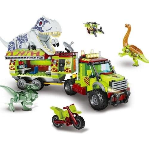 Tyrannosaurus Velociraptor Off-road Vehicle Dinosaurs Figures Jurass Building Blocks Legoinglys Dinosaurs Toys Jurassiced World