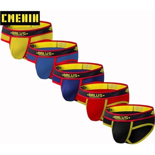 5Pcs/lot U Convex Cotton Print Soft Sexy Undenwear Men Jockstrap Briefs Mens lingerie Bikini Gay Men Underwear Male Jock Strap