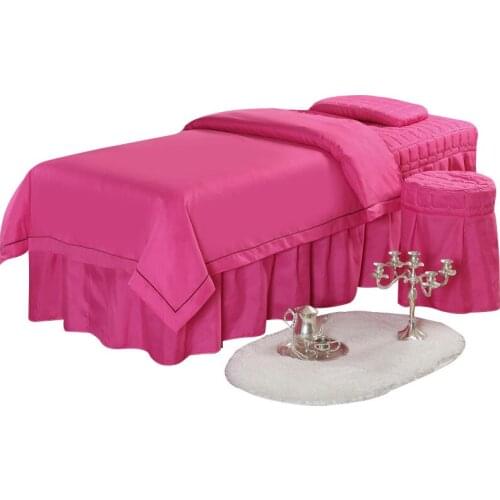 Solid 4pcs High Quality Beauty Salon Bedding Sets Massage Spa Thick Bed Linens Sheets Bedspread Pillowcase Duvet Cover Set