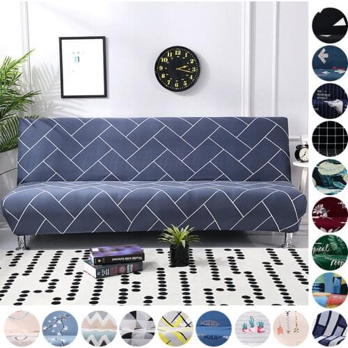Universal Armless Futon Sofa Bed Cover Folding Modern Seat Slipcovers Stretch Covers Couch Protector Elastic Spandex Cover