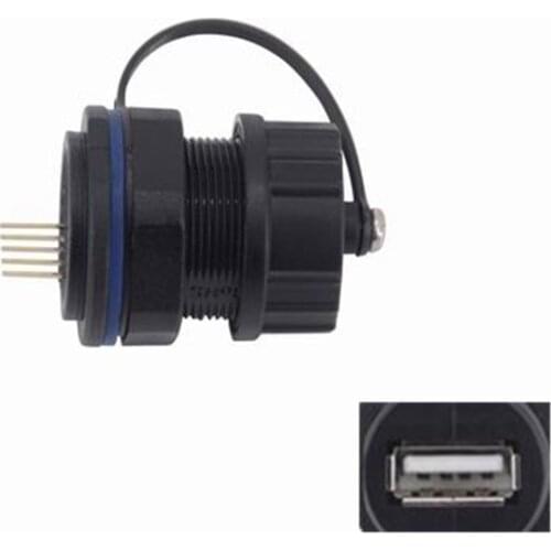 USB 2.0 IP68 Waterproof Connector,Industrial M20 USB Type A Female to 5Pin Male Socket Plug Panel Mount with Waterproof/Dust Cap