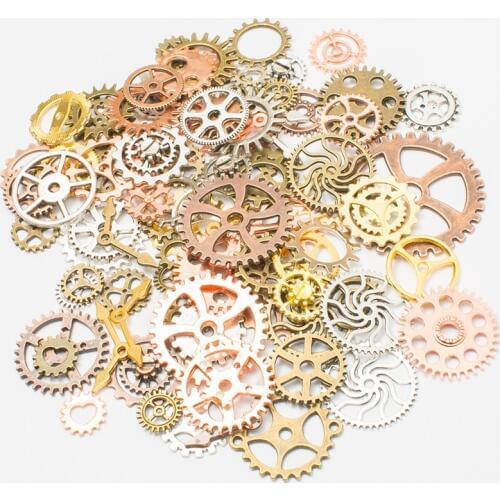 25g mix Vintage Metal Steampunk Charms Diy Fashion Accessories Clock & Gear Pendant Charms for Jewelry Making js1153
