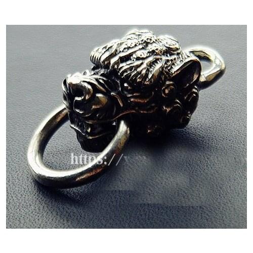 Vintage Flame Mythical Animals Spirit animal Tonlion brass Pendant Biting ring Buckle Decorative buckle