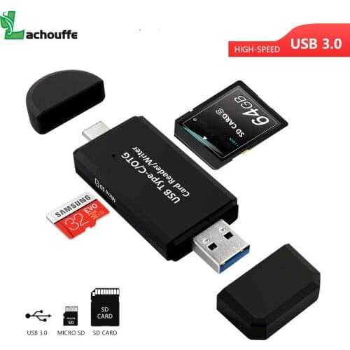 High-speed USB 3.0 Type C 2 In 1 OTG Card Reader USB sd card TF/SD Card Reader for smart phone/Computer/Type-C deveices
