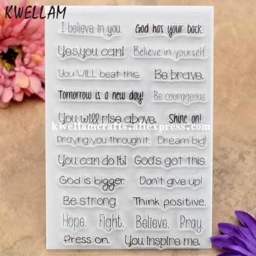 I believe in you Don't give up Be strong Scrapbook DIY photo cards rubber stamp clear stamp transparent stamp 11x16cm KW8010213