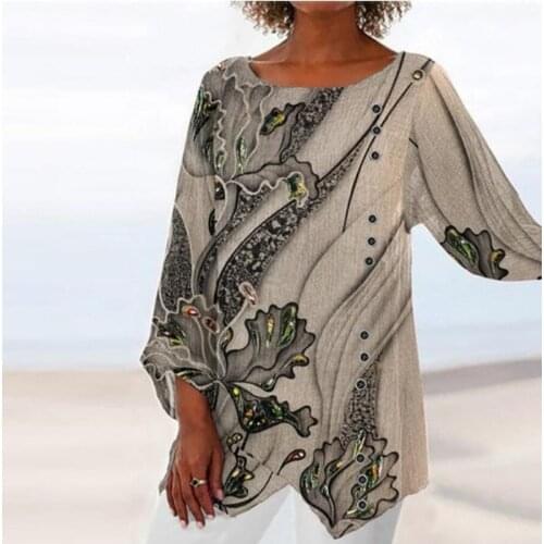 Vintage Long Sleeve Tops Spring Autumn Fashion Irregular Tee Shirt Casual Oversized Women O Neck T Shirts