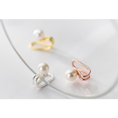 MloveAcc Clip Earrings Authentic 925 Sterling Silver Pearl Exquisite Earrings Jewelry for Women Design Earrings Bijoux