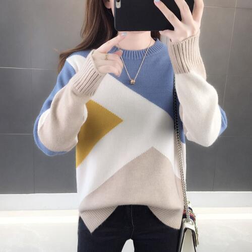 Women Knitted Sweater And Pullovers Korean Fashion Style O-Neck Sweaters Autumn And Winter 2019 New Casual Style Sweater