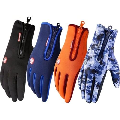 Winter Warm Ski Mens Gloves Unisex Cycling Touch Screen Waterproof Splash-Proof Windproof Fashion Ladies Non-Slip Black Gloves